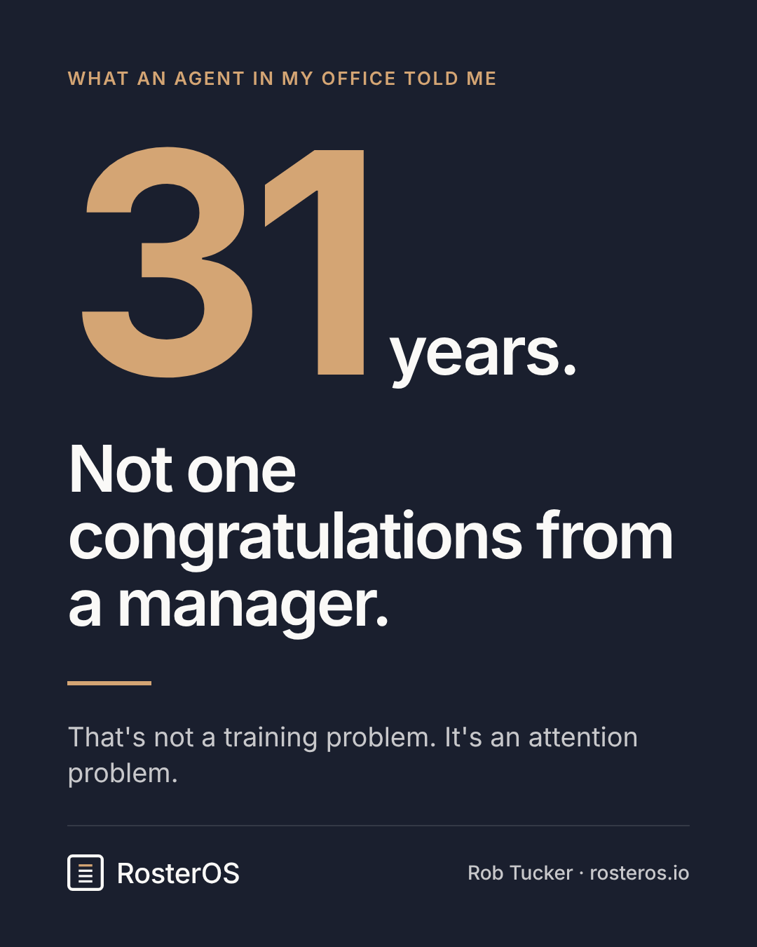 31 years and not one congratulations from a manager.